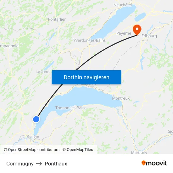 Commugny to Ponthaux map