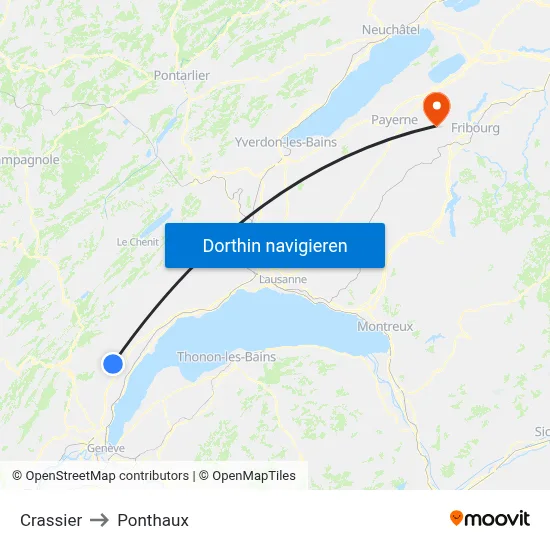Crassier to Ponthaux map
