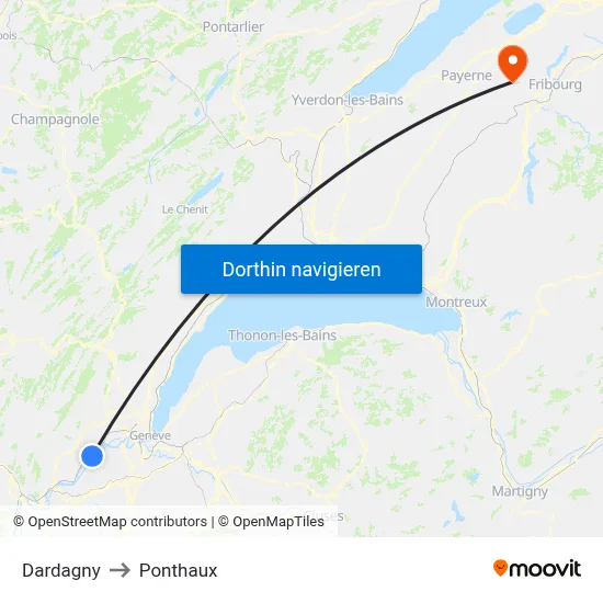 Dardagny to Ponthaux map