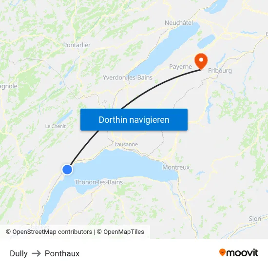 Dully to Ponthaux map