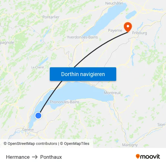 Hermance to Ponthaux map