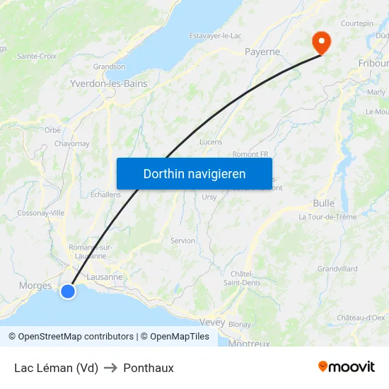 Lac Léman (Vd) to Ponthaux map