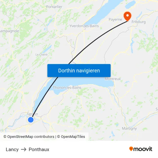 Lancy to Ponthaux map
