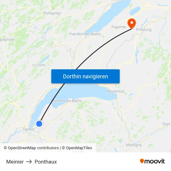 Meinier to Ponthaux map