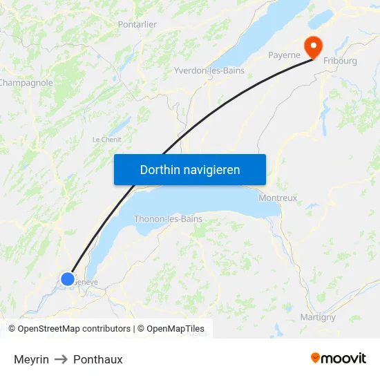 Meyrin to Ponthaux map