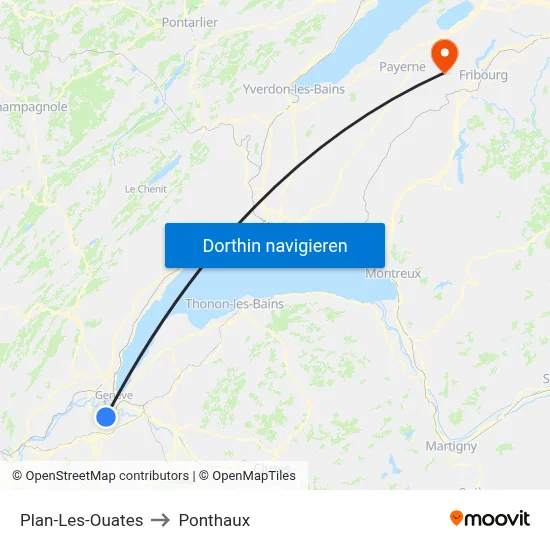 Plan-Les-Ouates to Ponthaux map