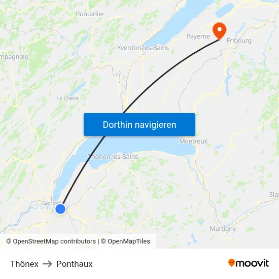 Thônex to Ponthaux map