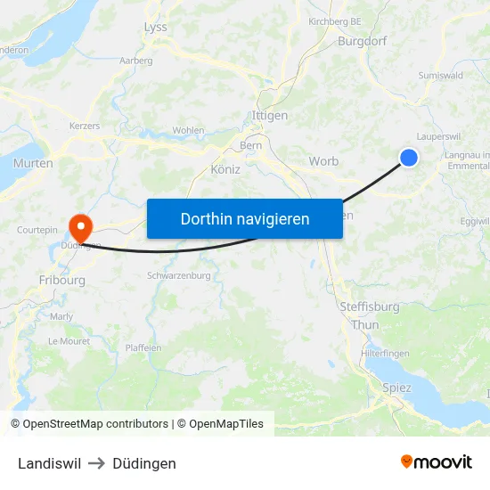 Landiswil to Düdingen map