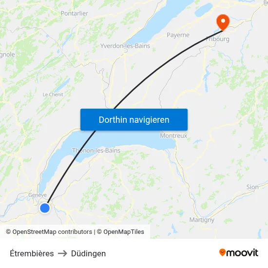Étrembières to Düdingen map