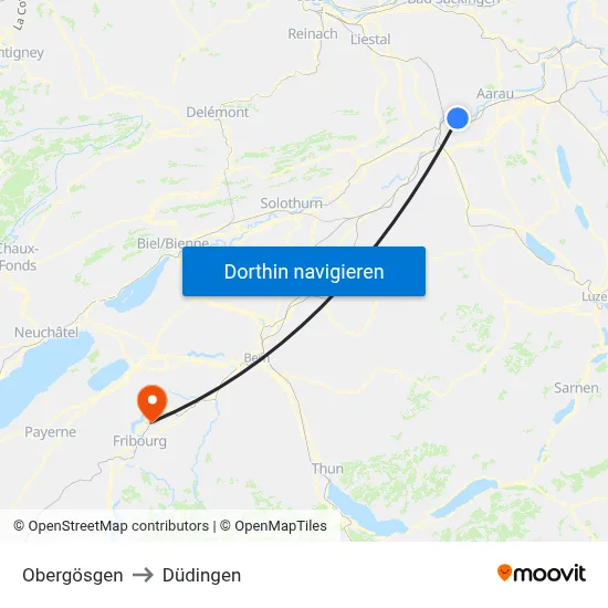 Obergösgen to Düdingen map
