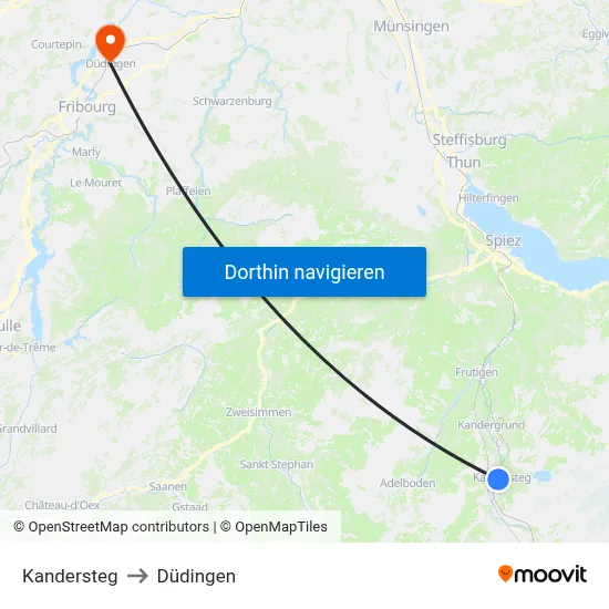 Kandersteg to Düdingen map