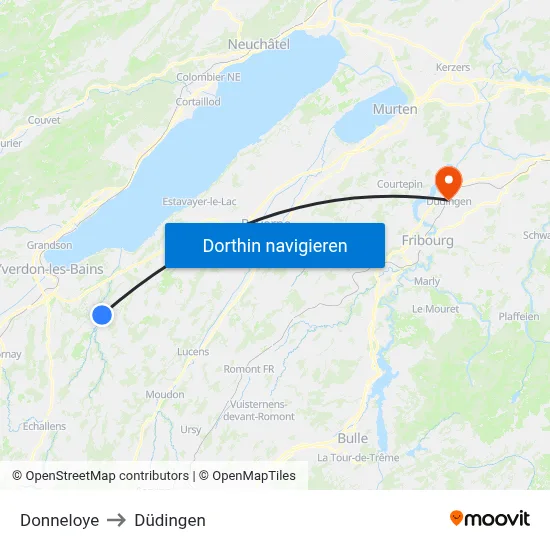Donneloye to Düdingen map