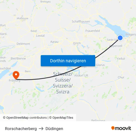 Rorschacherberg to Düdingen map