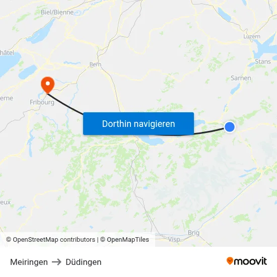 Meiringen to Düdingen map