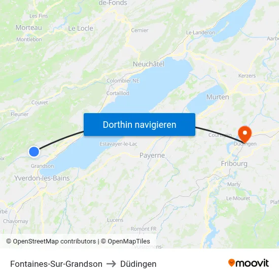 Fontaines-Sur-Grandson to Düdingen map