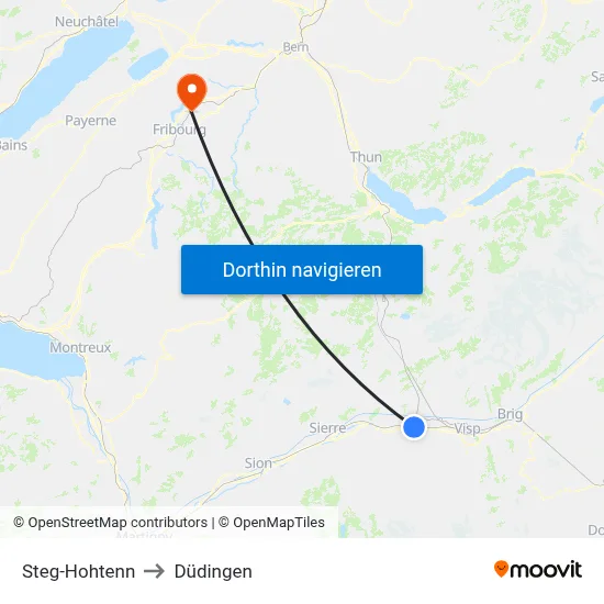 Steg-Hohtenn to Düdingen map
