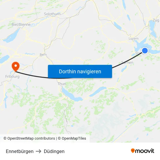 Ennetbürgen to Düdingen map