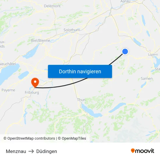 Menznau to Düdingen map