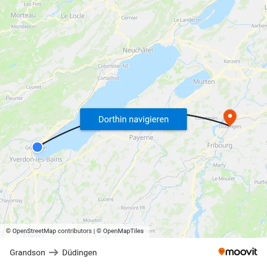 Grandson to Düdingen map