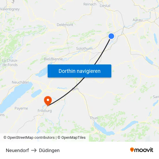 Neuendorf to Düdingen map