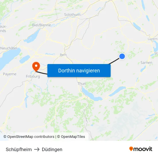 Schüpfheim to Düdingen map