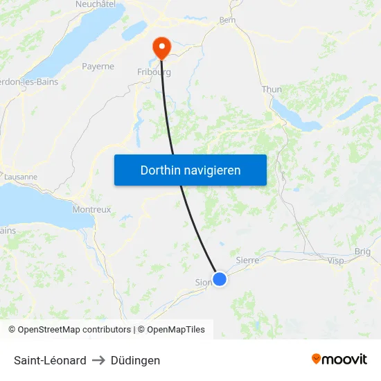 Saint-Léonard to Düdingen map