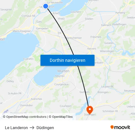 Le Landeron to Düdingen map