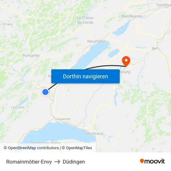 Romainmôtier-Envy to Düdingen map