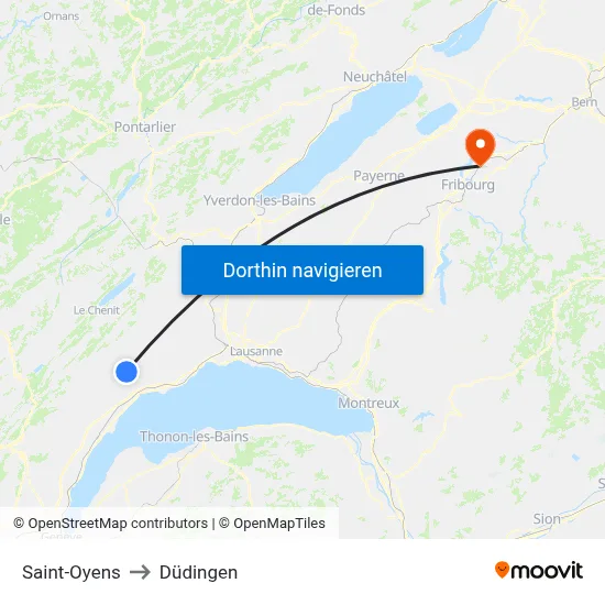 Saint-Oyens to Düdingen map