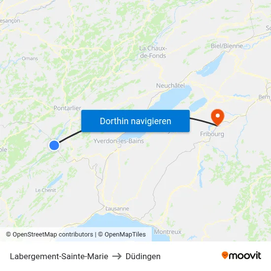 Labergement-Sainte-Marie to Düdingen map