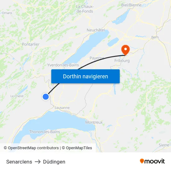 Senarclens to Düdingen map