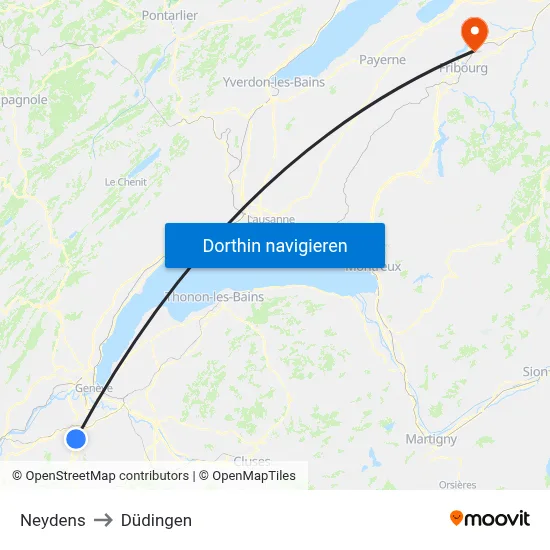 Neydens to Düdingen map