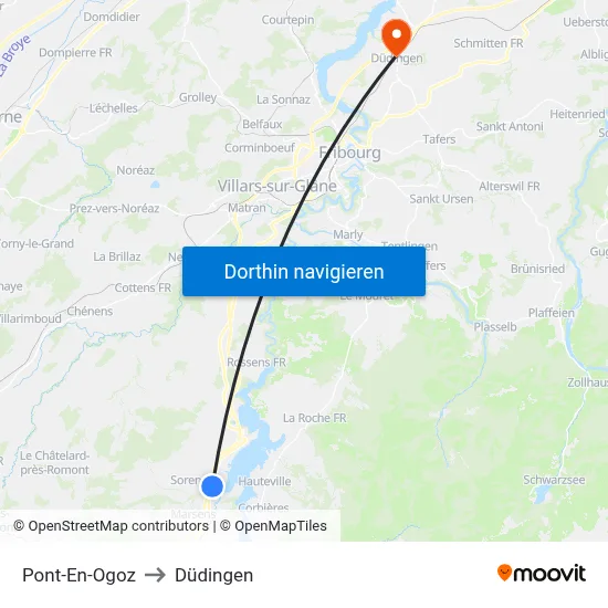 Pont-En-Ogoz to Düdingen map
