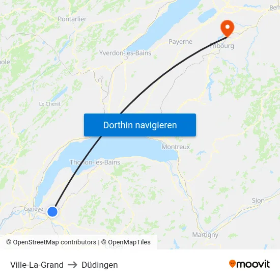 Ville-La-Grand to Düdingen map