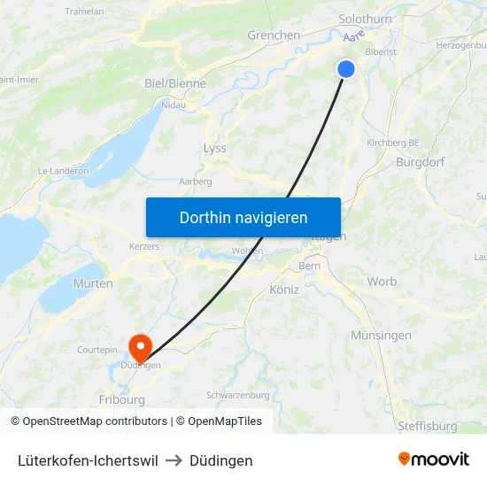 Lüterkofen-Ichertswil to Düdingen map