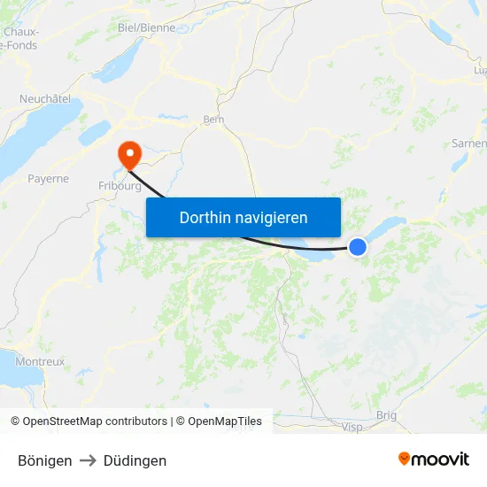 Bönigen to Düdingen map