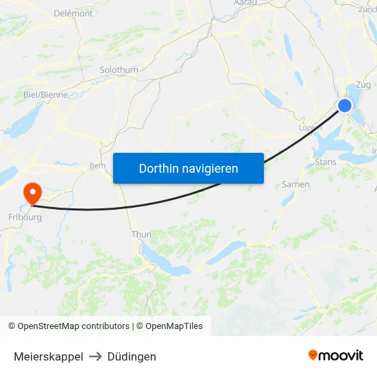 Meierskappel to Düdingen map