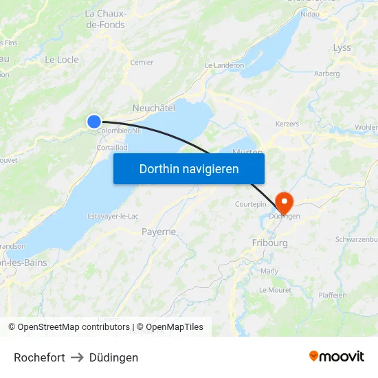 Rochefort to Düdingen map