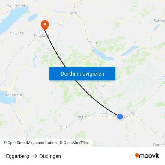 Eggerberg to Düdingen map