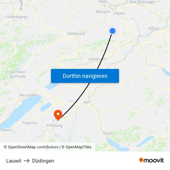Lauwil to Düdingen map