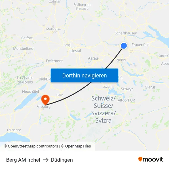 Berg AM Irchel to Düdingen map
