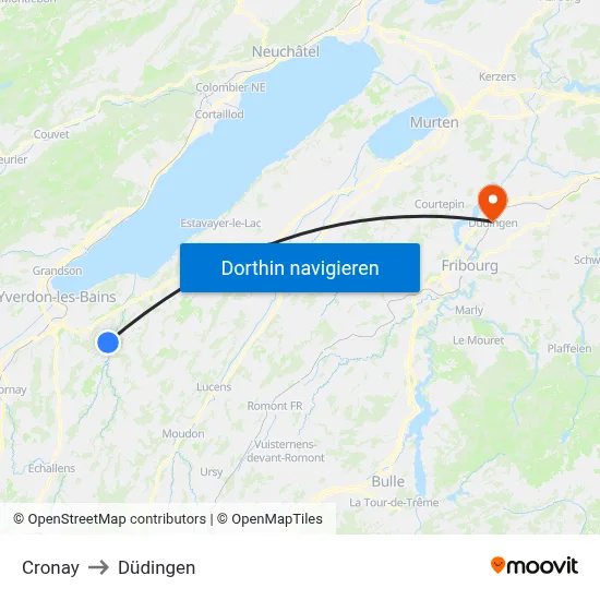 Cronay to Düdingen map