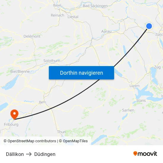 Dällikon to Düdingen map