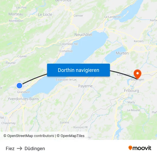 Fiez to Düdingen map