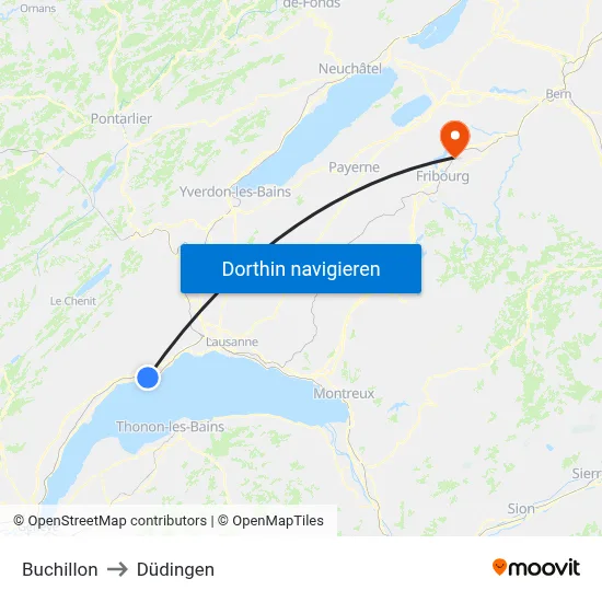 Buchillon to Düdingen map