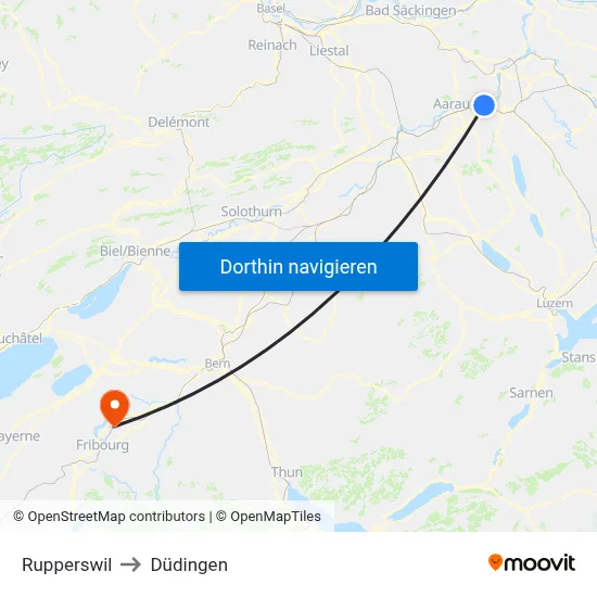 Rupperswil to Düdingen map