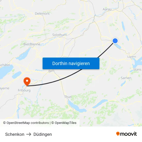 Schenkon to Düdingen map