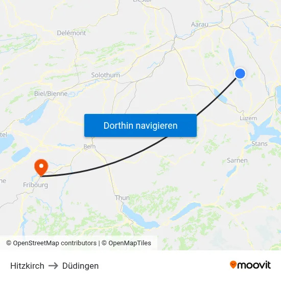 Hitzkirch to Düdingen map