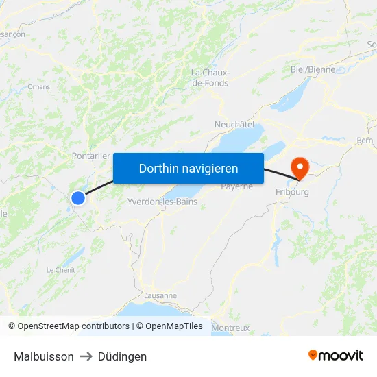 Malbuisson to Düdingen map