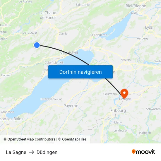 La Sagne to Düdingen map